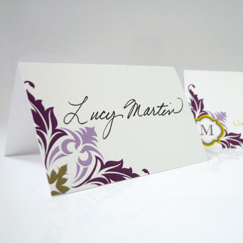 Lavish Monogram Place Card With Fold