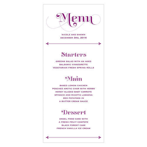 Fanciful Monogram Menu