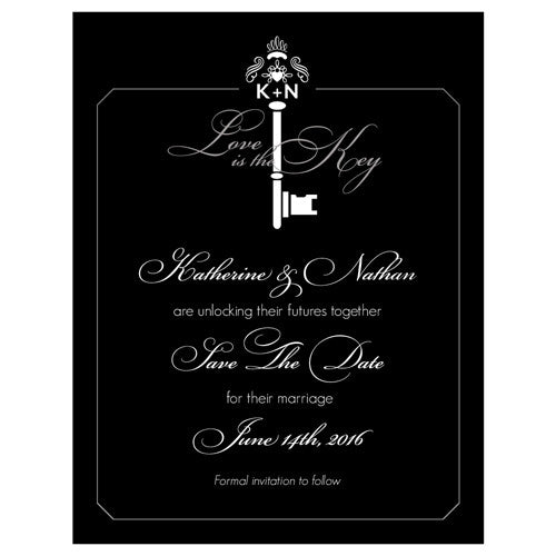 Key Monogram Save The Date Card