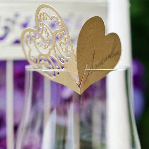 Laser Expressions Double Heart Filigree Die Cut Card Shimmer Paper