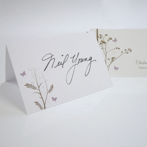 Romantic Butterfly Place Card With Fold