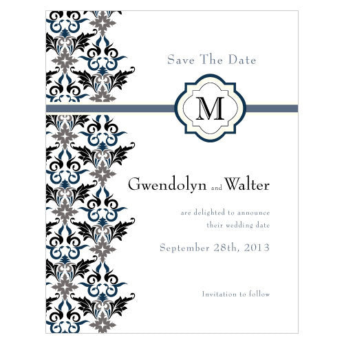 Lavish Monogram Save The Date Card