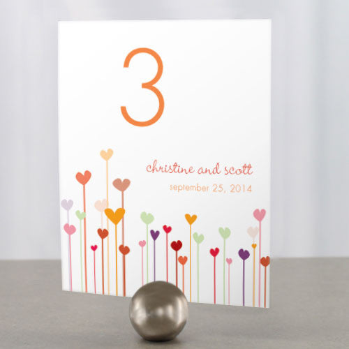 Hearts Table Number Numbers