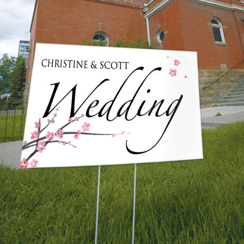 Cherry Blossom Wedding Sign Fuchsia