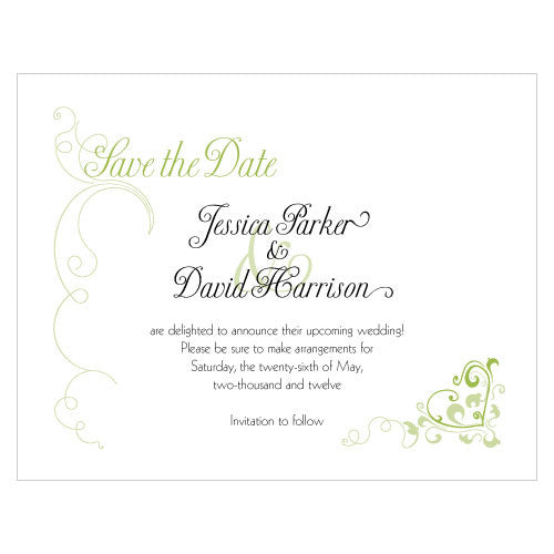 Heart Filigree Save The Date Card