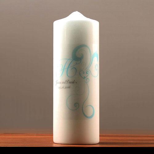 Heart Filigree Personalized Pillar Candles White