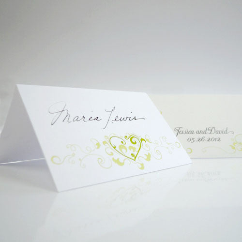 Hearts Filigree Place Card With Fold