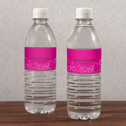 Contemporary Hearts Water Bottle Label