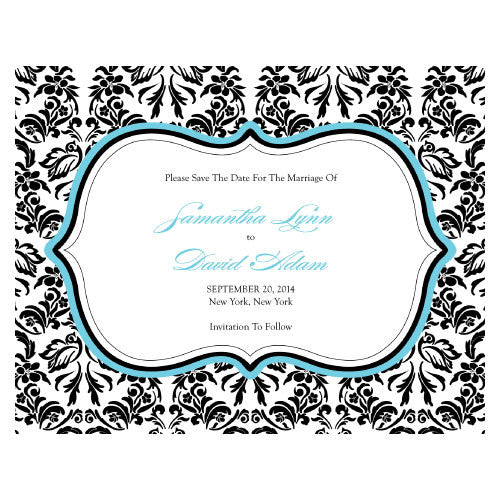 Love Bird Damask Save The Date Card