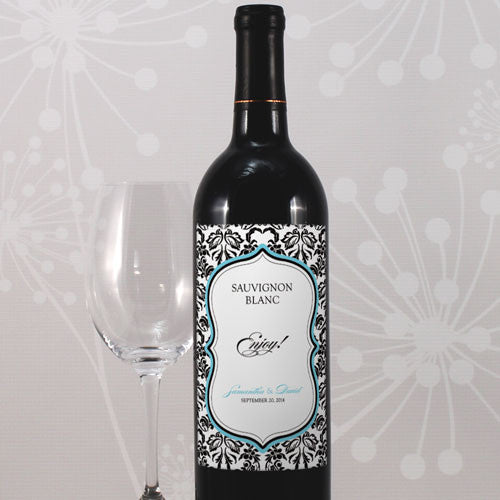 Love Bird Damask Wine Label