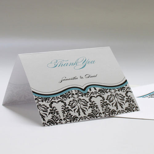 Love Bird Damask Thank You Card