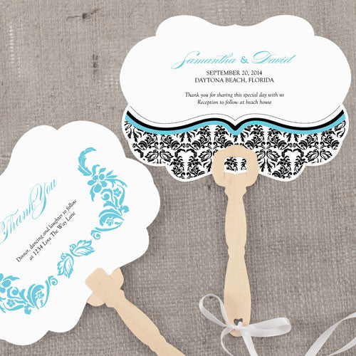Love Bird Damask Personalized Hand Fan
