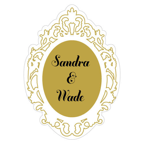 Mirror Frame Diecut Clear Sticker With Elegant Metallic Print Vintage