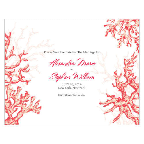 Reef Coral Save The Date Card