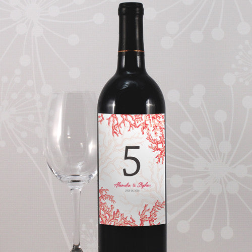 Reef Coral Table Number Wine Label Numbers