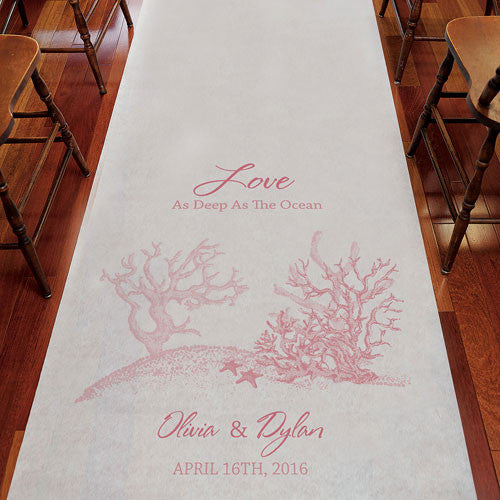 Reef Coral Personalized Aisle Runner Plain White