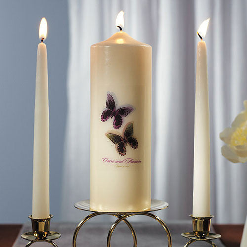 Beautiful Butterflies Personalized Pillar Candle White W