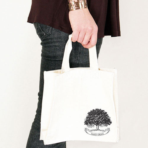 Family Oak Tree Personalized Tote Bag Mini Tote with Gussets Will