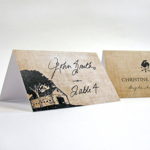 Rustic Country Place Card With Fold B