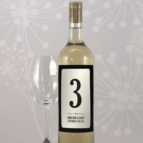 Black Pinstripe Table Number Wine Label Numbers