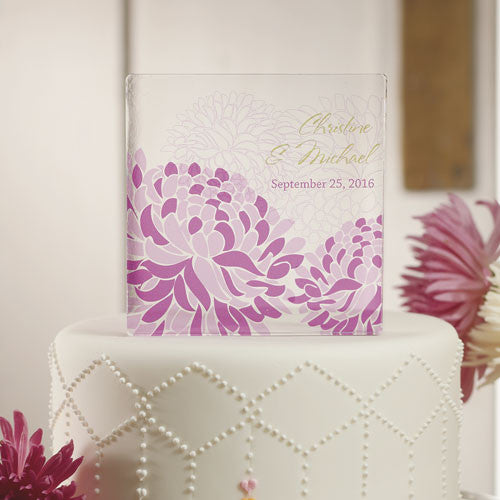 Zinnia Bloom Personalized Acrylic Block Cake Topper