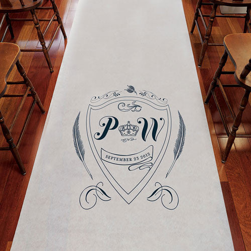 Regal Monogram Personalized Aisle Runner White With Hearts