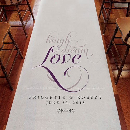 Expressions Personalized Aisle Runner White With Hearts