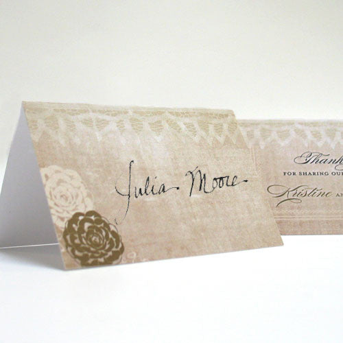 Vintage Lace Place Card With Fold