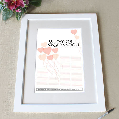 Balloon Hearts Personalized Signature Certificate with Frame