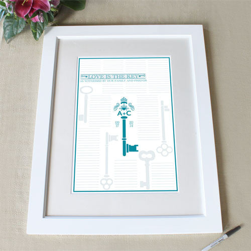 Key Monogram Personalized Signature Certificate with Frame