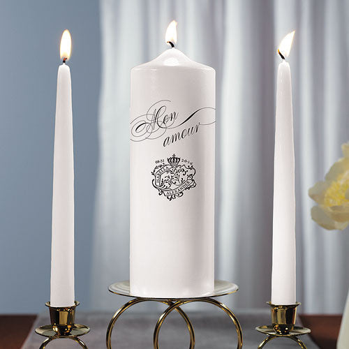Parisian Love Letter Unity Candle White B