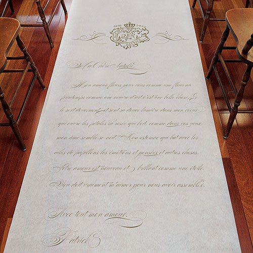 Parisian Love Letter Personalized Aisle Runner Plain White B