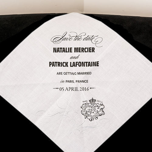 Parisian Save The Date Personalized Handkerchief B