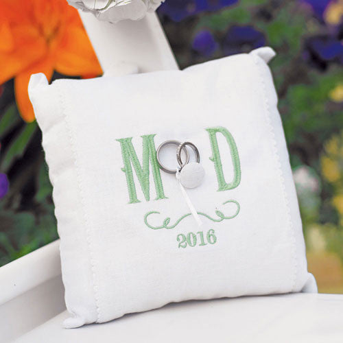 Simply Sweet Personalized Vineyard Monogram Ring Pillow