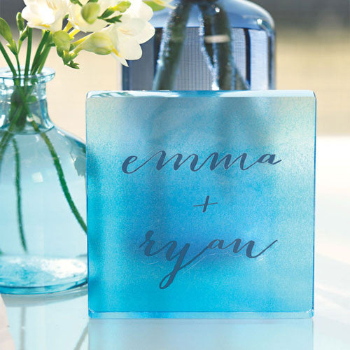 Aqueous Personalized Clear Acrylic Block Cake Topper