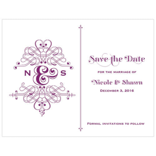 Fanciful Monogram Save The Date Card