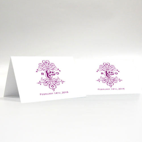 Fanciful Monogram Place Card With Fold