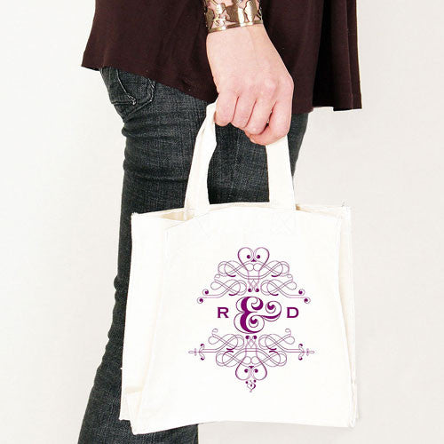 Fanciful Monogram Personalized Tote Bag Mini Tote with Gussets