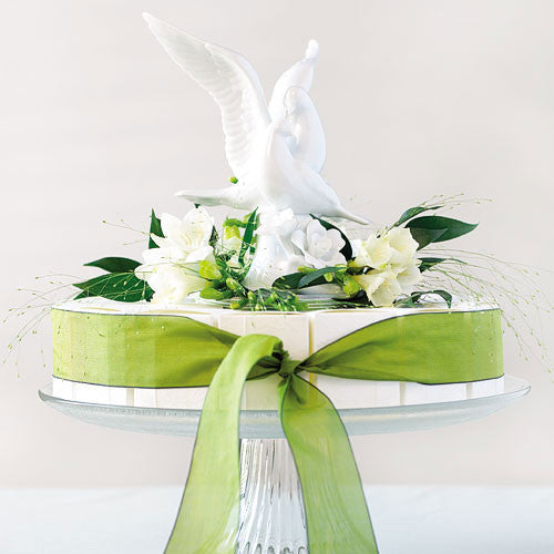 Glazed Porcelain Doves and Flowers Cake Top