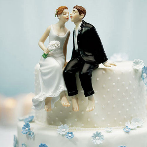 Whimsical Sitting Bride and Groom Cake Topper Ethnic