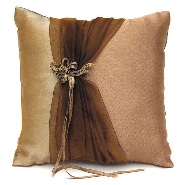 Bronze Elegance Square Ring Pillow