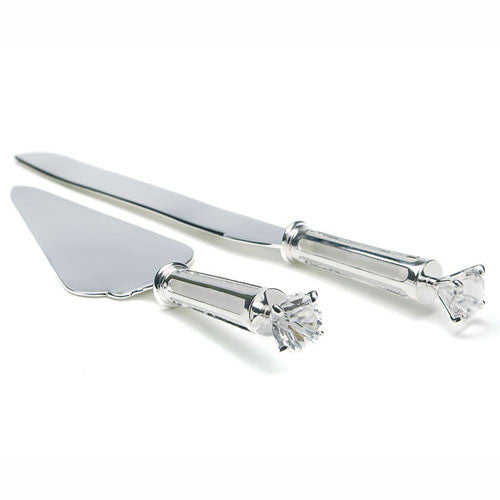 Silver Plated Cake Serving Set with Diamond