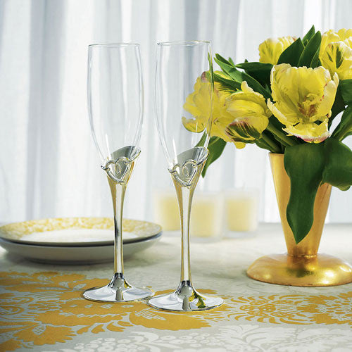 Open Loop Heart Wedding Champagne Flutes