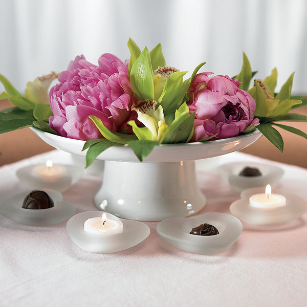Frosted Glass Heart Candle Holders