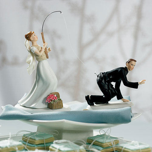 Catch of the Day Bride and Groom Cake Topper "Caught" Groom Ethnic