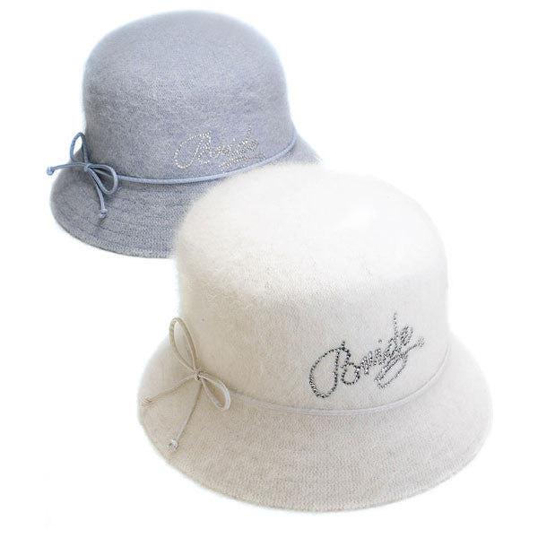 Bride Angora Down Brim Hat Winter White