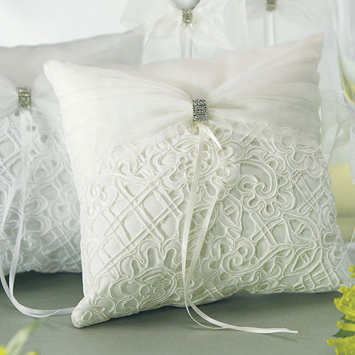 Bridal Tapestry Square Ring Pillow White