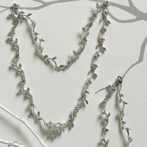 Cubic Zirconia Clusters with Vine Jewelry Necklace