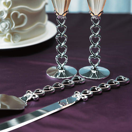 Silver Plated Stacked Hearts Cake Serving Set