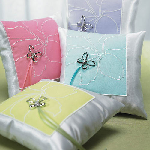 Butterfly Dreams Square Ring Pillow Green